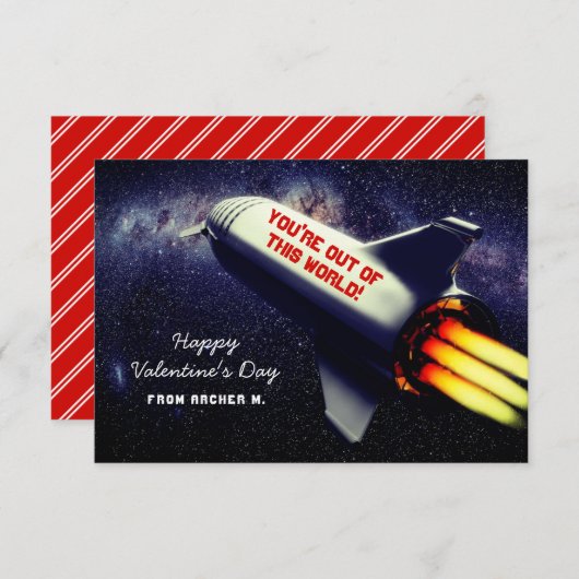 Uit deze World Retro Rocket Kinder Valentijn Notitiekaartje (Voorkant / Achterkant)