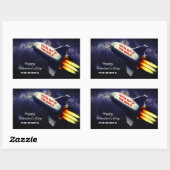 Uit deze World Retro Rocket Kinder Valentijn Rechthoekige Sticker (Vel)