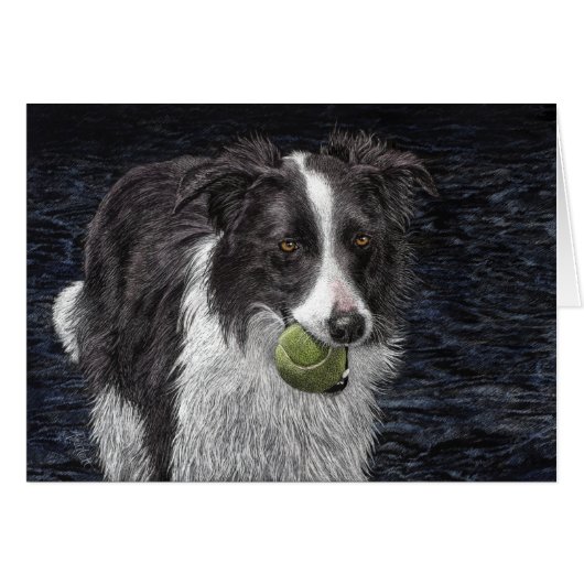"Uit dienst?" Border Collie Kaart (Voorkant Horizontaal)