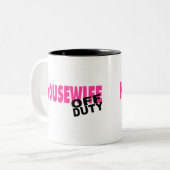 Uit dienst genomen huisvrouw (roze) tweekleurige koffiemok (Voorkant links)