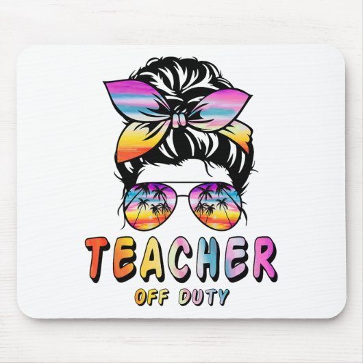 Uit dienst Messy Bun Rainbow Sungles Einde van de Muismat (Voorkant)