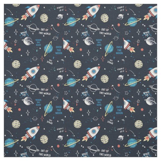 Uit dit World Space Pattern Stof (Swatch)