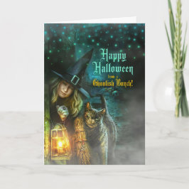 uit een Ghoulish Bunch Witch en Cat Halloween Feestdagen Kaart