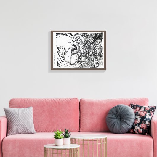 Uit een lege kamer vliegen... canvas afdruk (Insitu (Woonkamer))