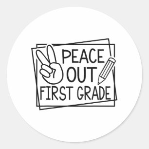 Uit eerste klas laatste dag van school zomervakant ronde sticker