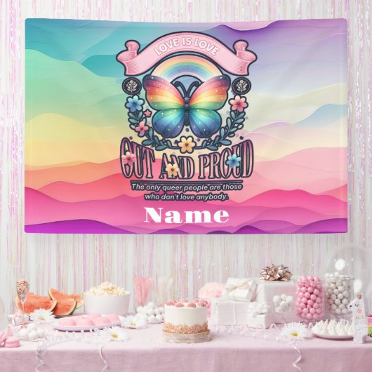 Uit en trots Gay Pride Party Spandoek (Feest)