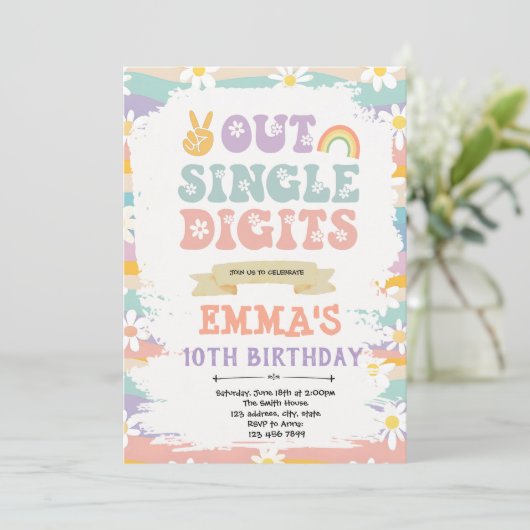 Uit enkele cijfers vrede verjaardag uitnodiging (Staand voorkant)