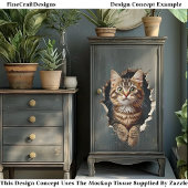 Uit Gat Stakend, Tabby Katje CN6 Decoupage Tissuepapier