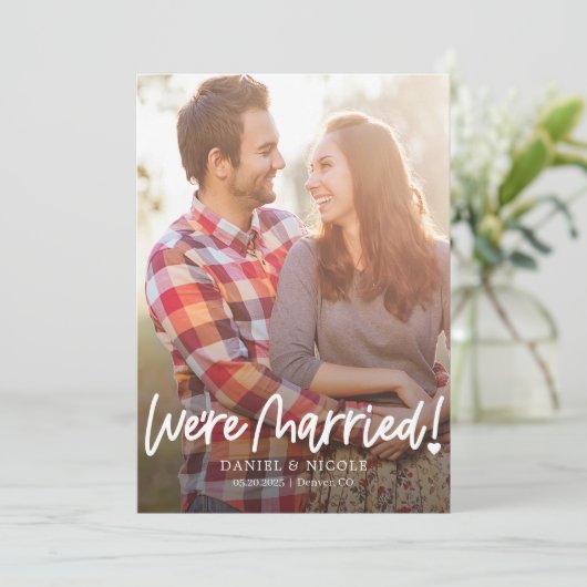 Uit het hart bewerkbare kleur bruiloft aankondigin bedankkaart (Staand voorkant)