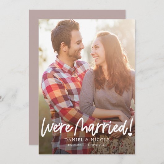 Uit het hart bewerkbare kleur bruiloft aankondigin bedankkaart (Voorkant / Achterkant)