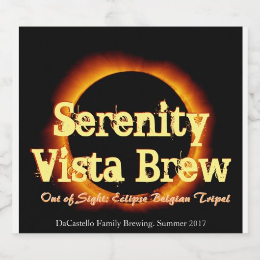 Uit het zicht Solar Eclipse Bier Fles Label Bier Etiket (Enkel label)
