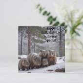 Uit in de kou: Wombat Verjaardag Kaart (Staand voorkant)
