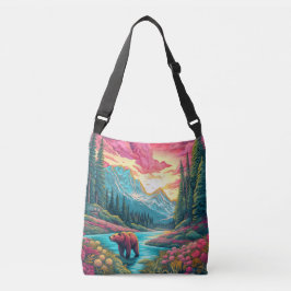 Uit in de wilde illustratie crossbody tas
