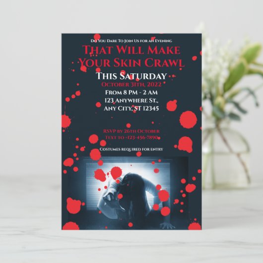 Uit je Schreeuw Halloween-feest Kaart (Staand voorkant)