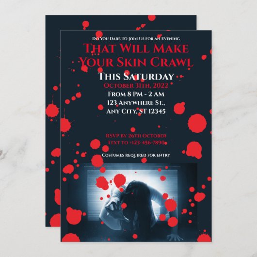 Uit je Schreeuw Halloween-feest Kaart (Voorkant / Achterkant)