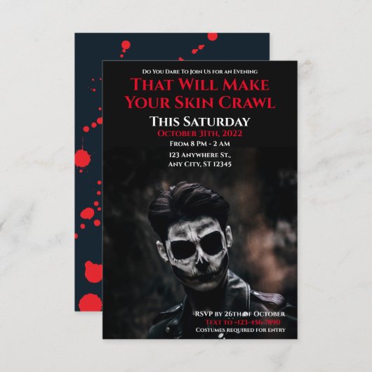 Uit je Scream Halloween Party Uitnodiging (Voorkant / Achterkant)