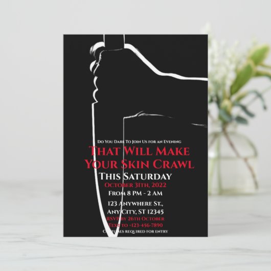 Uit je Scream Halloween Party Uitnodiging (Staand voorkant)