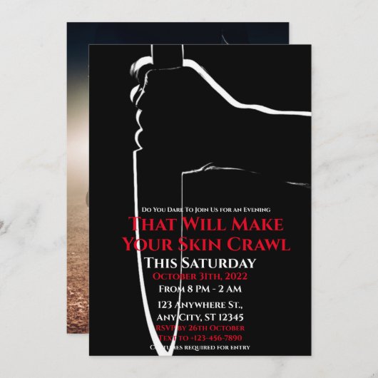 Uit je Scream Halloween Party Uitnodiging (Voorkant / Achterkant)