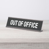 Uit Kantoor Zwart Bureau Naambordje (Voorkant)