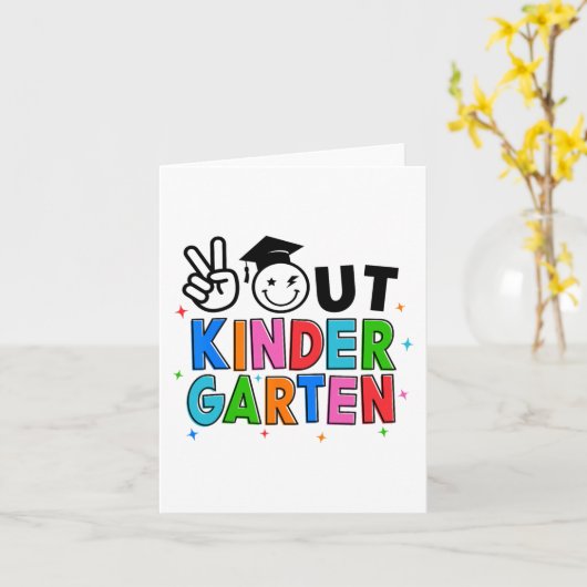 Uit kleuterschool Afstuderen Laatste dag van schoo Kaart (Gele Bloem)