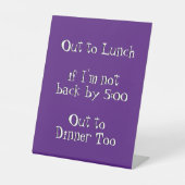 Uit Lunch Funny Humoureuze Kantoor Joke Reclamebord Met Voetstuk (Voorkant)