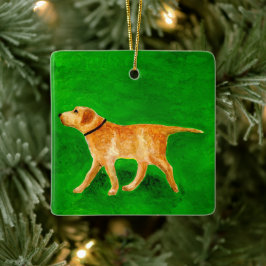 Uit met de hond wandelen keramisch ornament