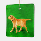 Uit met de hond wandelen keramisch ornament (Links)