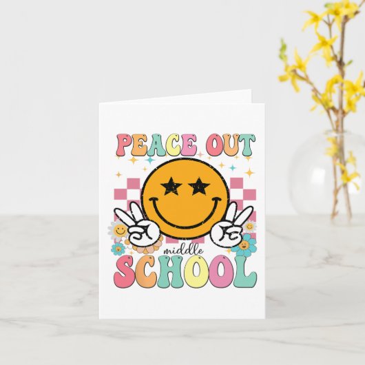 Uit Middelbare School Groovy Afstuderen Laatste da Kaart (Gele Bloem)