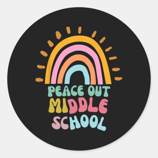 Uit Middelbare School Groovy Afstuderen Laatste da Ronde Sticker (Voorkant)