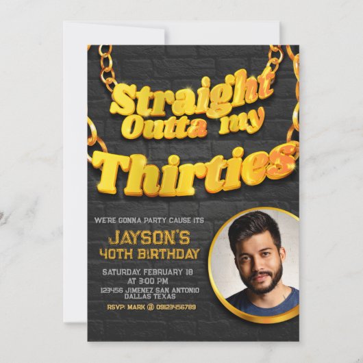 Uit mijn dertiger jaren uitnodiging (Voorkant)