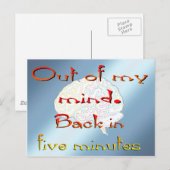 Uit mijn gedachten, terug in vijf minuten briefkaart (Voorkant / Achterkant)