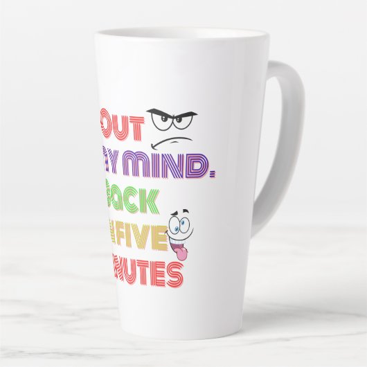 Uit mijn gedachten Terug in vijf minuten Latte Mok (Rechterhoek)