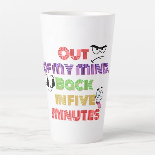 Uit mijn gedachten Terug in vijf minuten Latte Mok (Voorkant)