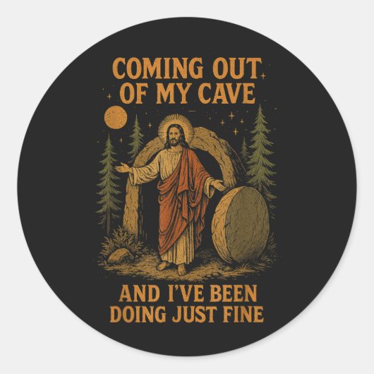 Uit mijn grot komen ronde sticker (Voorkant)