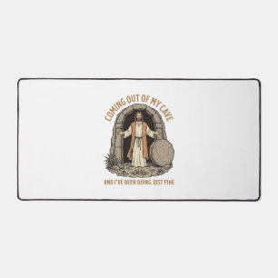 Uit mijn grot komend Funny Christelijk Vintage T-s Bureaumat