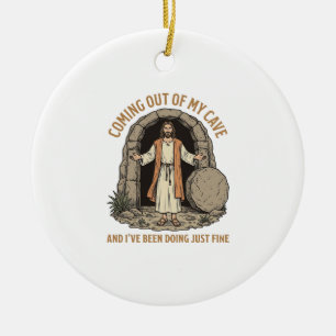 Uit mijn grot komend Funny Christelijk Vintage T-s Keramisch Ornament