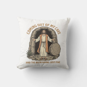 Uit mijn grot komend Funny Christelijk Vintage T-s Kussen