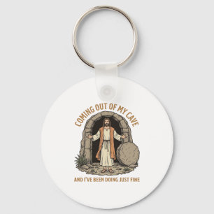 Uit mijn grot komend Funny Christelijk Vintage T-s Sleutelhanger