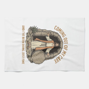 Uit mijn grot komend Funny Christelijk Vintage T-s Theedoek