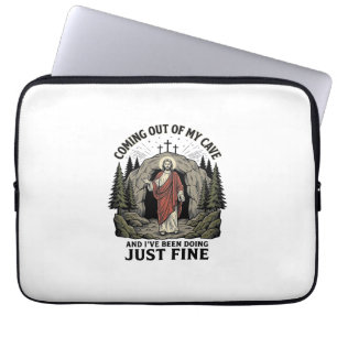 Uit mijn grot komend Vintage Religieus Grappig Shi Laptop Sleeve