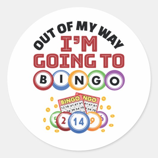 Uit mijn weg ga ik naar Bingo Ronde Sticker (Voorkant)