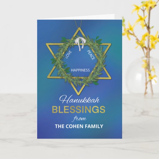 uit naam Chanoeka Blessings Star Kaart (Gele Bloem)