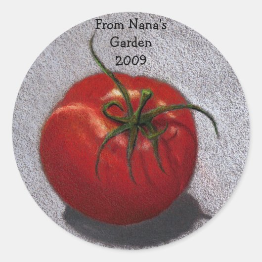 UIT NANA'S TUIN: STICKERS: TOMAAT RONDE STICKER (Voorkant)