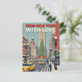 Uit New York met liefde  retro kerst Feestdagenkaart (Staand voorkant)
