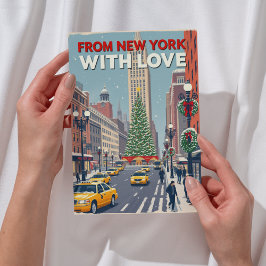 Uit New York met liefde retro kerst Feestdagenkaart