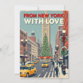 Uit New York met liefde  retro kerst Feestdagenkaart (Voorkant)