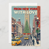 Uit New York met liefde  retro kerst Feestdagenkaart (Voorkant / Achterkant)