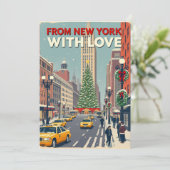 Uit New York met liefde  retro kerst Feestdagenkaart (Staand voorkant)