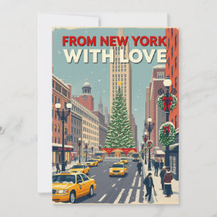 Uit New York met liefde  retro kerst Feestdagenkaart