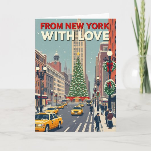 Uit New York met liefde  retro kerst Kaart (Voorkant)